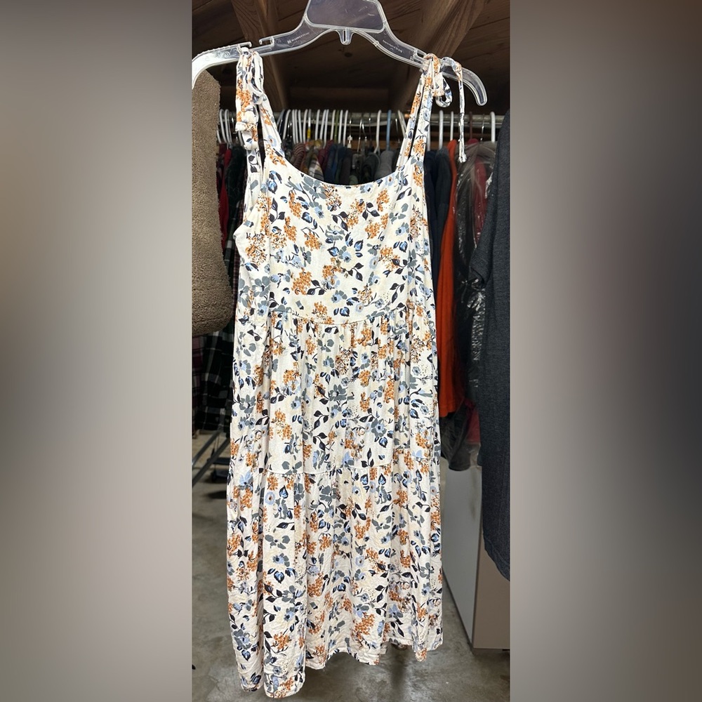 Carly Jean Los Angeles Floral Dress with Blue and Orange Accents sz xl